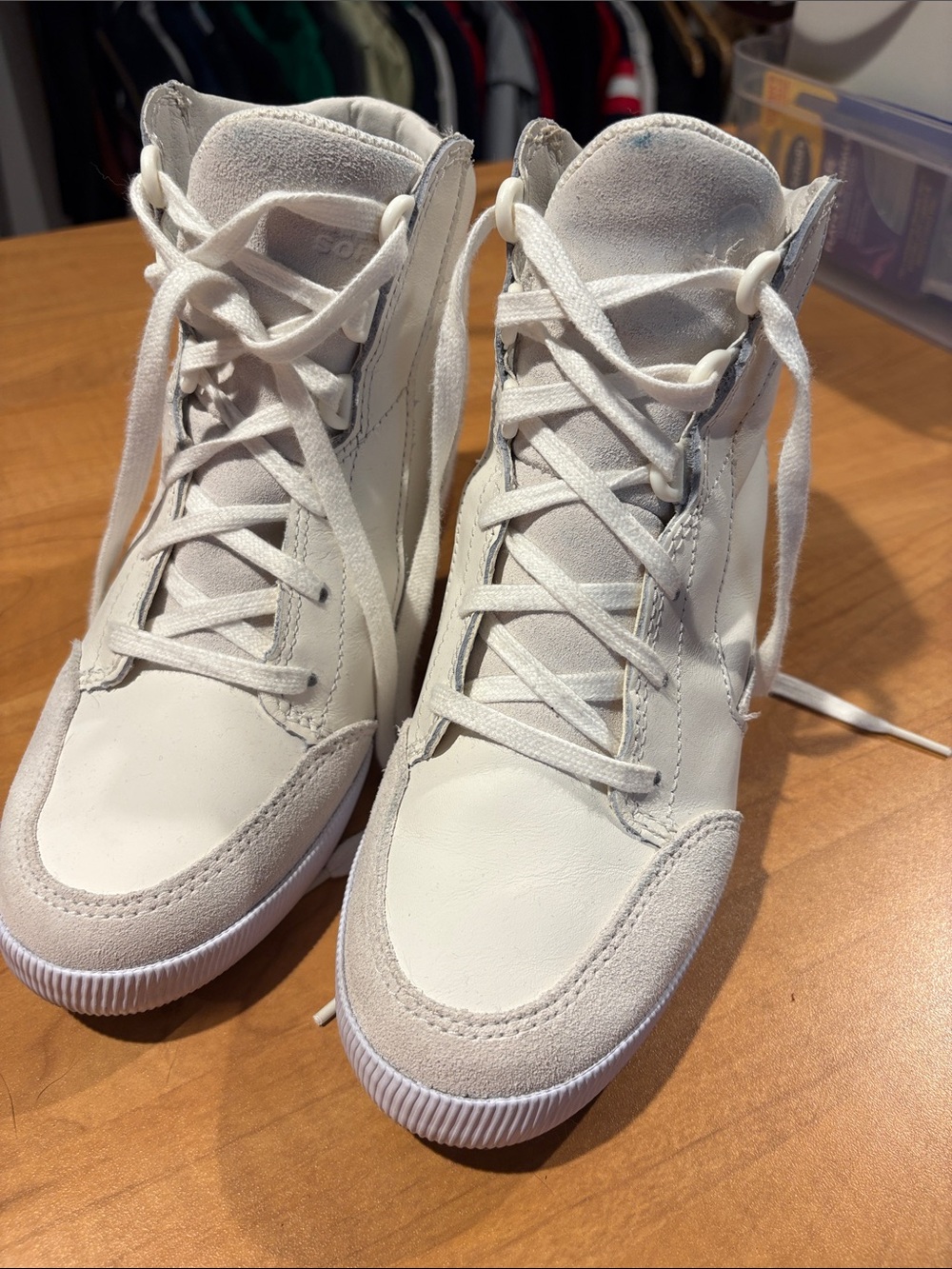 Sorel Women's High-Top Sneakers in Light Beige/Off-White